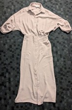  Max Studio Button Front Midi Shirt Dress Size XS Light Dusty Pink EIC