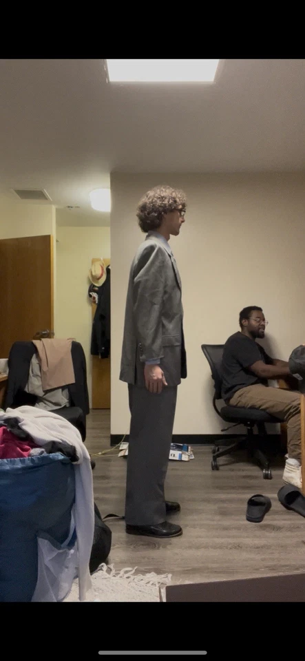 44R/54R Brioni Roma 男式 100% 羊毛鸟眼黑白 2 件套西装 — 第 3/4 张图片