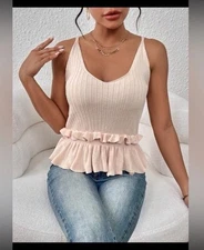 SHEIN Privé Ruffle Trim Cami Knit Top size S new without tag