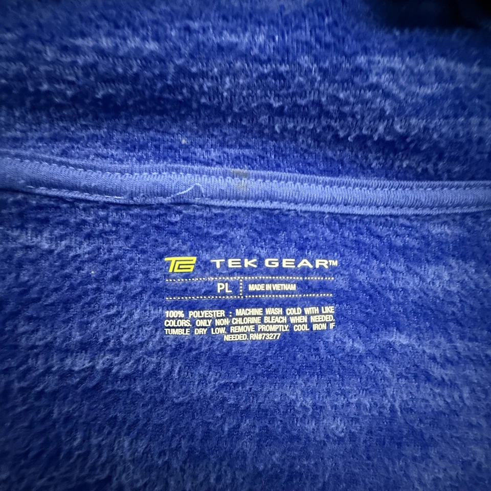 TEK GEAR Women’s Fleece Hoodie L Heather Blue Full Zip Thumbholes Pockets - Image 3 of 4