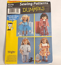 Simplicity 5670 Doll Clothes Sewing Pattern for 18" Doll, Contemporary