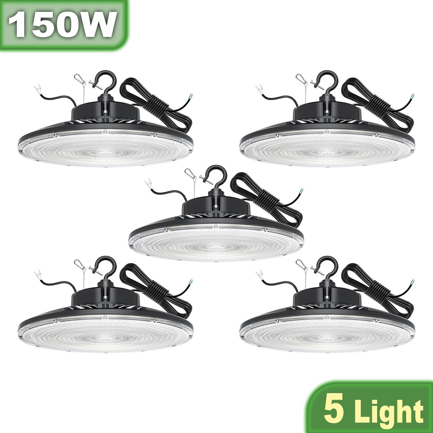 5PACK 150W LED UFO High Bay Light Dimmable Commercial Warehouse Shop Barn Lamp