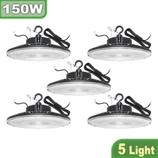 5PACK 150W LED UFO High Bay Light Dimmable Commercial Warehouse Shop Barn Lamp
