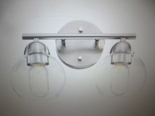 Uixe 13.33 in. 2-Light Brushed Nickle Bathroom Vanity Light w Clear Glass Shade
