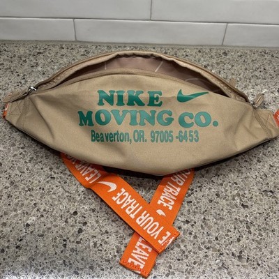 Nike Moving Company. Leave Your Trace. Cross Body Bag. Tan Adjustable Strap EUC