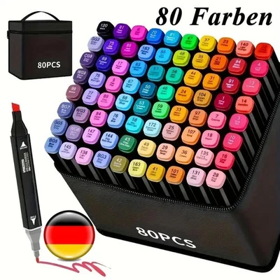 TOUCH YOUCH YOUCH Alkohol Marker 80 Farben Dual Tip Marker Set Buntstifte Permanent Malstifte DE