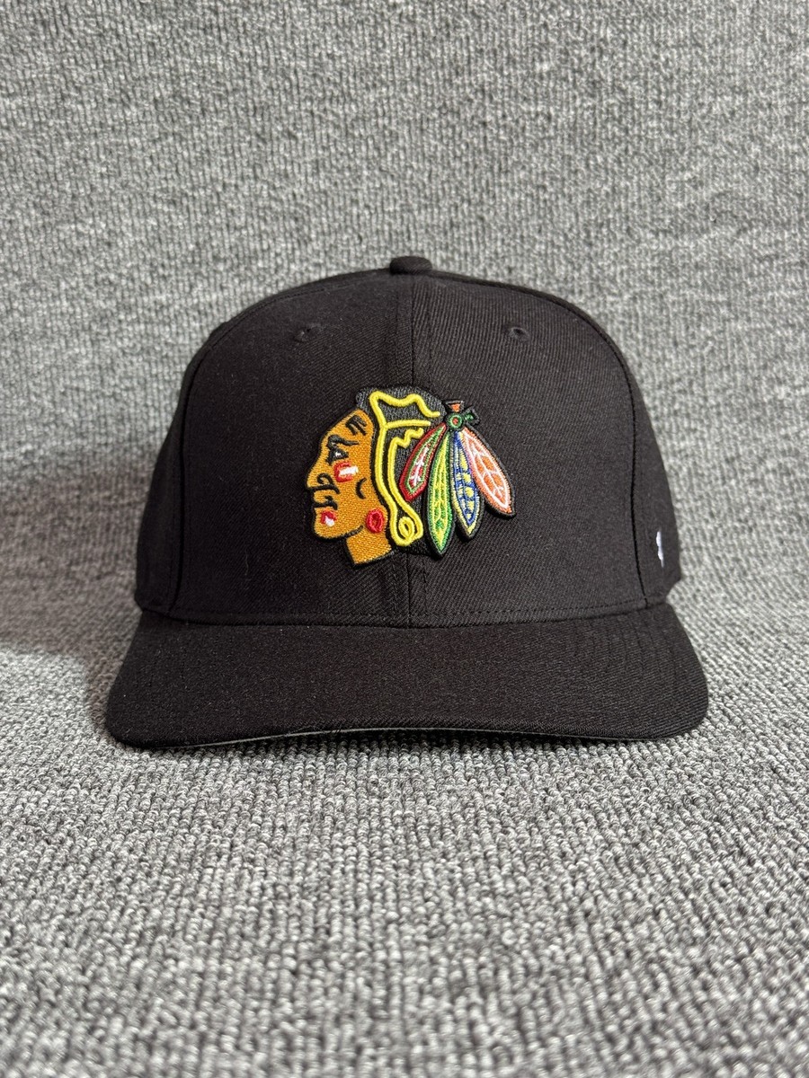 '47 Brand Chicago Blackhawks Snapback Flat Brim Black One Size NHL Hat
