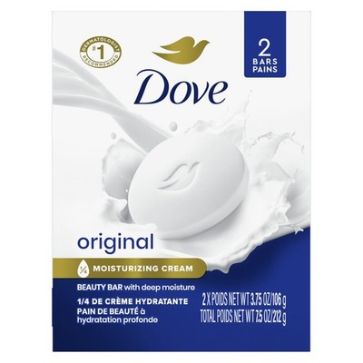 Dove Beauty Bar Soap Original, 2 Bars for Soft, Smooth Skin, with 1/4 Moistur...