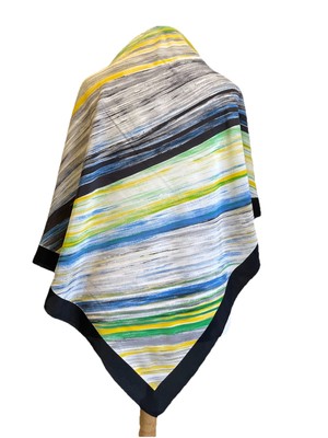 AS4#Zanussi Italy Silk Scarf Colorful Striped Abstract Brushstroke Print