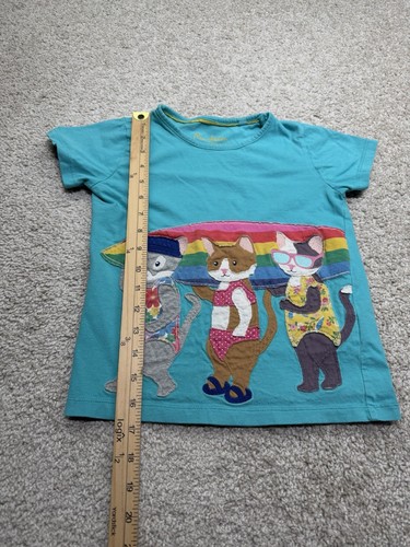 Mini Boden 7-8y SURFING CATS Shirt Top Surfboard Surf Blue T Shirt embroidered - Picture 2 of 6