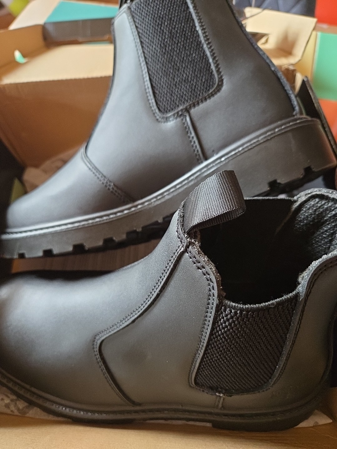 Grafters Twin Gusset Safety Unisex Black Steel Toe Pull-On Boots Size 9. New