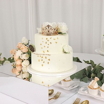 18'' x 18''  SILVER Acrylic Display Box CAKE STAND Pedestal Riser Party
