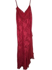Vintage Y2K Victoria  s Secret Red Satin Floral Sheer Slip Dress Lingerie