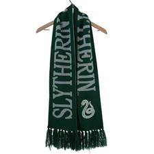 Harry Potter Hogwarts Slytherin House Scarf Green Embroidered Reversible