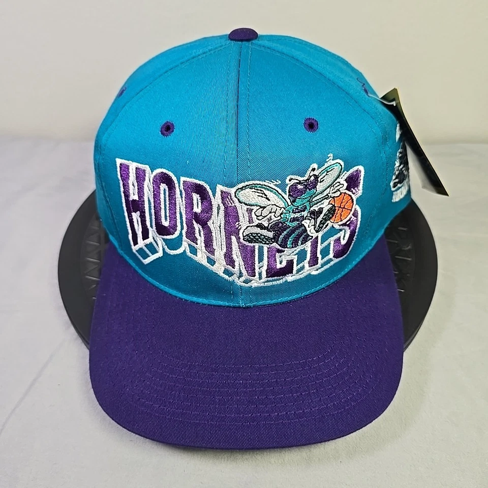 Vintage Charlotte Hornets G Cap Snapback Hat – Teal/Purple – Deadstock w/ Tags - Image 3 of 4