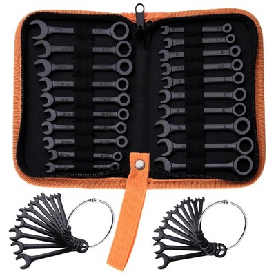 LEONTOOL Mini Wrench Set Metric and SAE 20-Piece Ignition & SAE, Black 