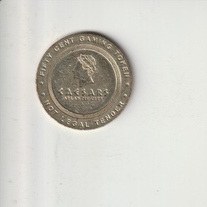 50 Cent Gaming Token Caesar's Atlantic City NJ New Jersey Rare Half Dollar Chip