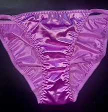 VTG Style Glossy Classic Satin String Bikini Panties Purple XL/8 NEW