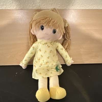 Ragtyme Dolls LLC Girl Rag Doll Yellow Dress Blonde Hair Blue Eyes Polyester