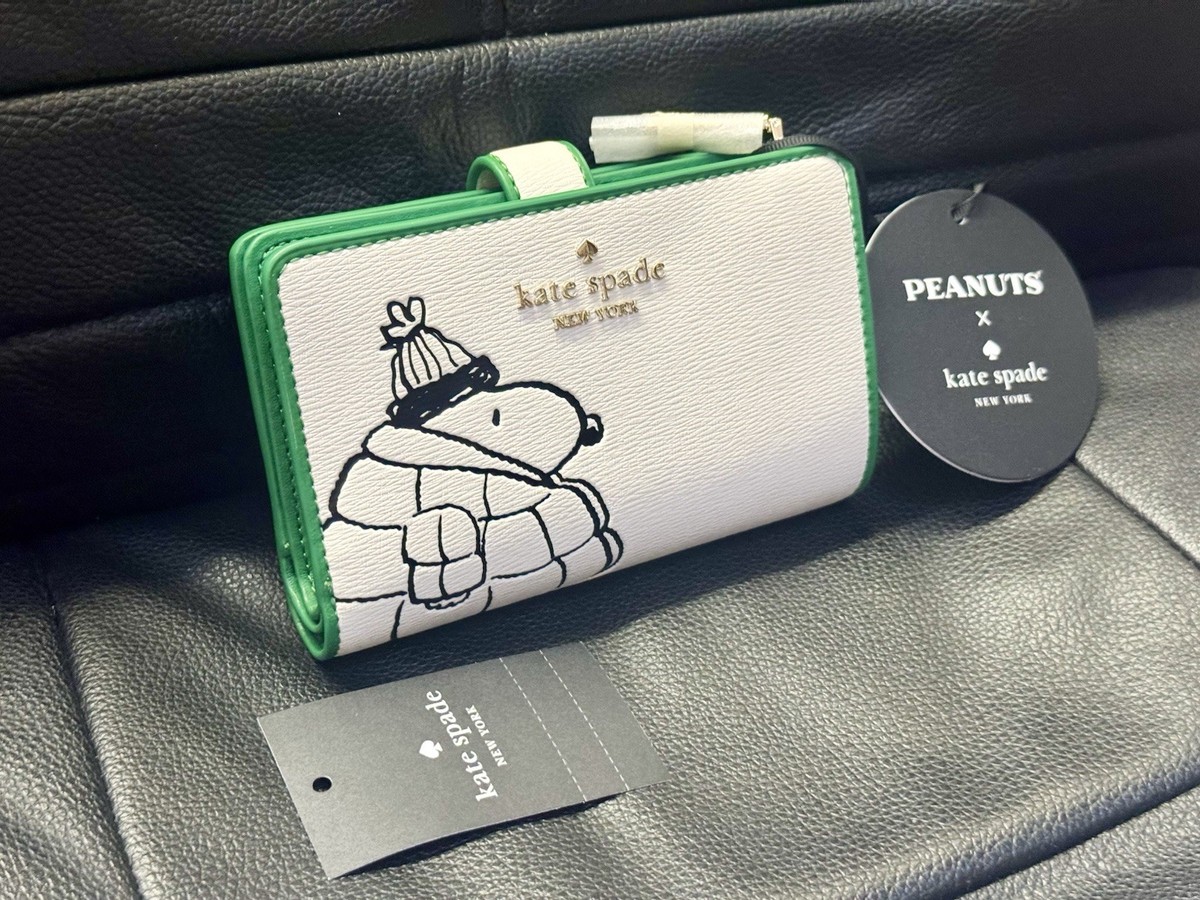 NWT Kate Spade Peanuts x KSNY Medium Bifold Wallet KM584 in Cream
