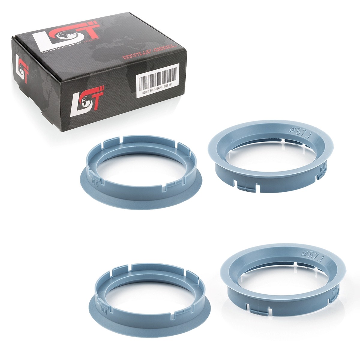 4x Centering Ring Spacer Light Blue Alloy Wheels Ø 70,0 MM - Ø 57,1 for Ford