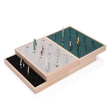Wood 12Grids Jewelry Ring Fine Bangle Display Storage Showcares Organizer Tray