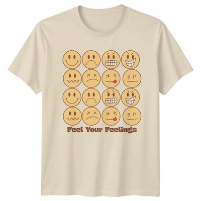 Feel Your Feelings Emoji Face T-Shirt Sommer Zitat Grafik Tee