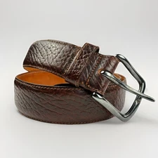 VTG Banana Republic Mens Belt Leather Brass 38 Brown Embossed Pebbled Made Italy