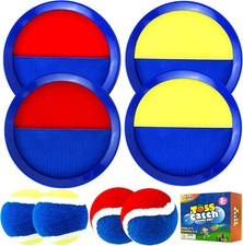 Toss and Catch Game Set, Outdoor Toys with 4 Paddles 4 Balls, Beach Game