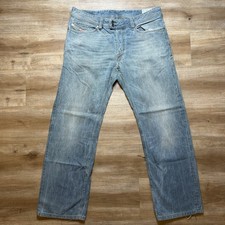 Diesel Viker-R-Box Jeans Men 36x30 Blue Straight Leg Petina Wash Whiskered 008QK