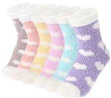 Plush Slipper Socks Women - Colorful Warm Fuzzy One Size Multicolored