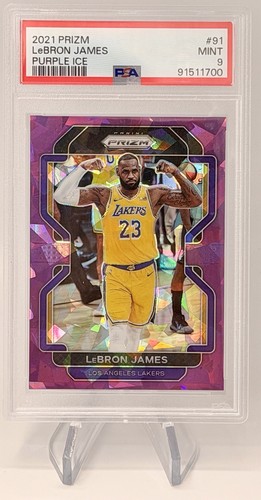 2021-22 Panini Prizm LeBron James Purple Ice Color Match Refractor /149 PSA 9