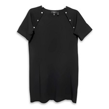 Theory Athrina Shift Dress Studded Knit Jewel Neckline Black Women's Small 
