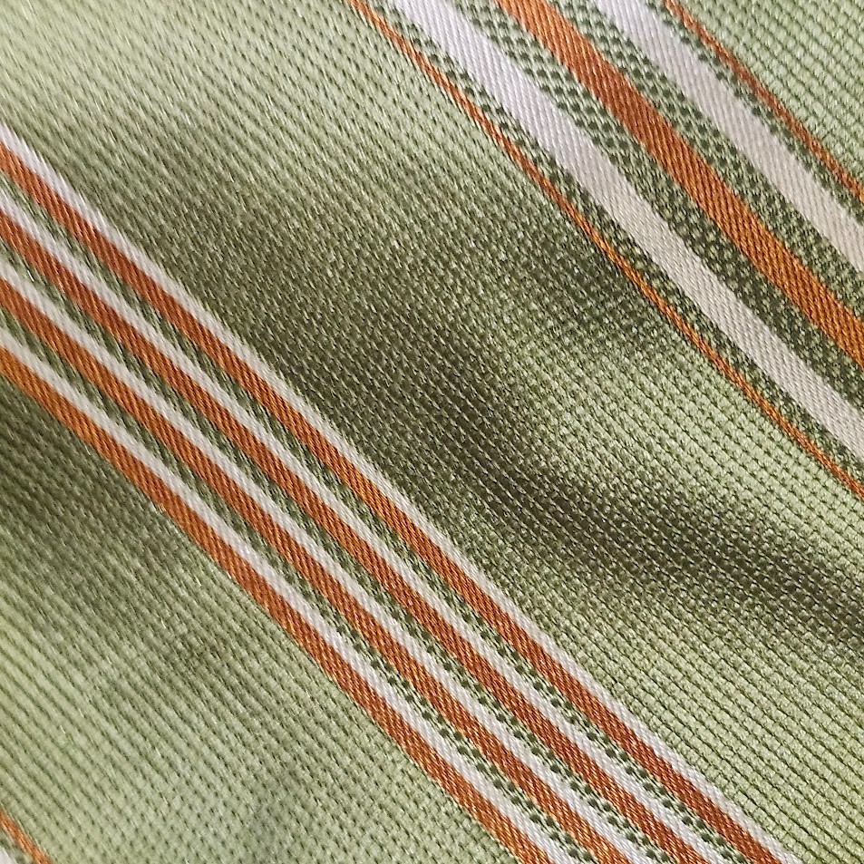 Paul Frederick Green/Orange Diagonal Striped 100% Silk Handmade in USA image 2