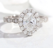 2.00 Ct Oval Cut Diamond Wedding Ring IGI Certified Lab Created 14k White Gold