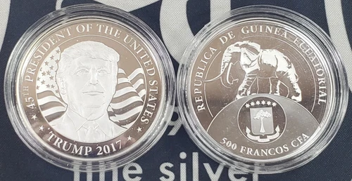 *LOT OF 2* 2017 Republic of Guinea Donald Trump - 1/3 oz .999 Fine Silver Each