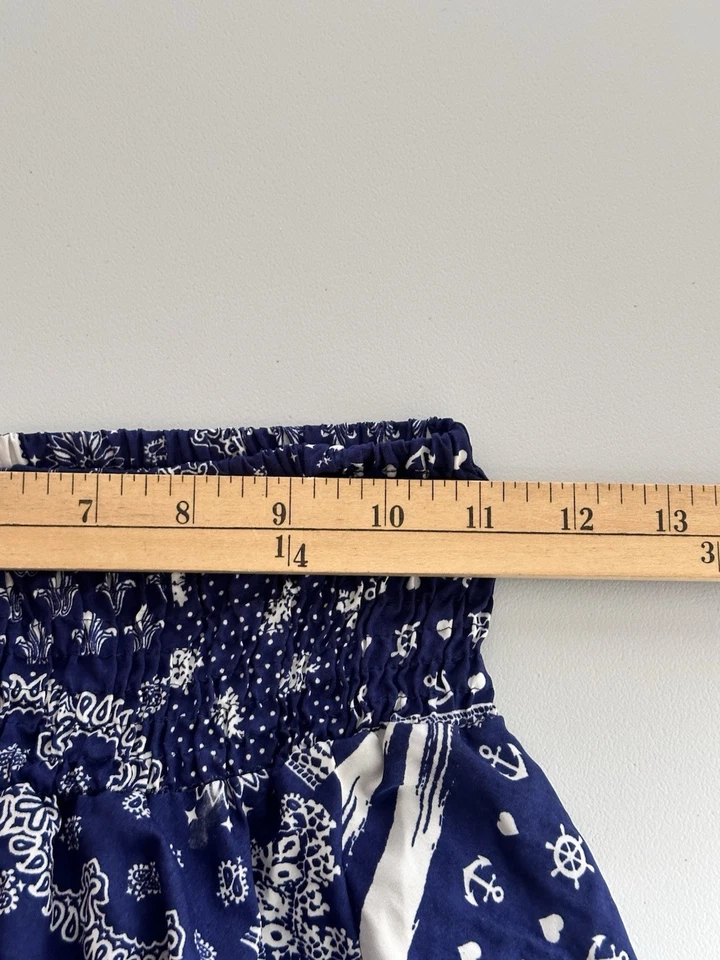 Girls Dollhouse Y2K Sz 7/8 M Asymmetrical Hem Skirt Navy Paisley Nautical Anchor - Image 2 of 3