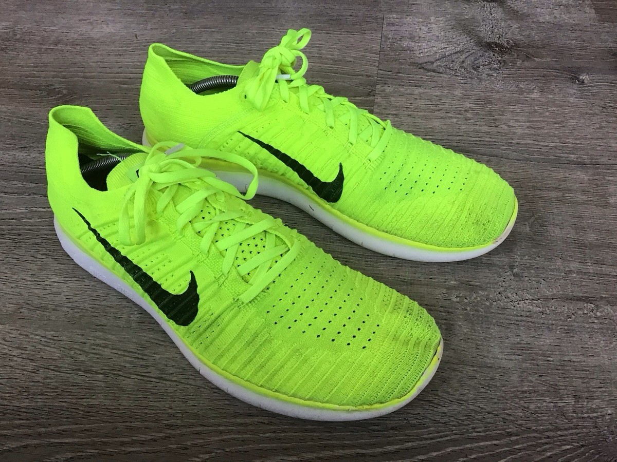 2016 NIKE FREE RUN FLKNIT RACER TRAINER VOLT YELLOW BLACK WHITE 834584-004 10 Nike Womens 7.5 Air Max Flyknit Racer Running Shoes DM9073  main image 2
