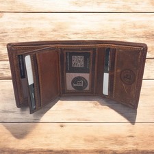 Mens RFID Blocking Hunter Leather Credit Card ID Trifold Wallet