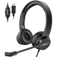 USB Headset with Microphone for PC Laptop, Wired Computer Headset Environment...