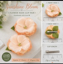Elegant, Sunset Inspired, Layered Flower Hair Clip Set, Limited Edition