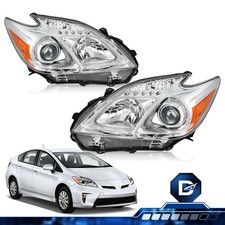 For 2012-2015 Toyota Prius Chrome Headlights Headlamps Pair Driver Passenger