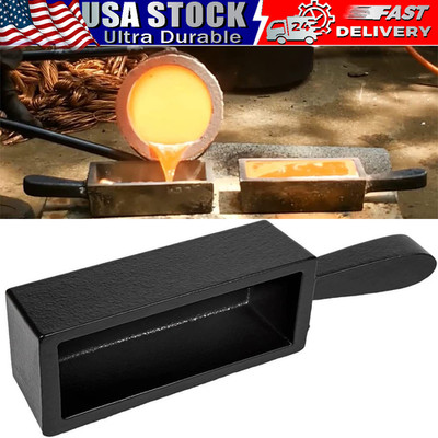 25oz Cast Iron Loaf Bar Ingot Mold for Melting Gold Silver Copper Scrap Aluminum