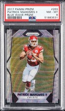 2017 Panini Prizm Patrick Mahomes Blue Wave /149 RC PSA 8 #269