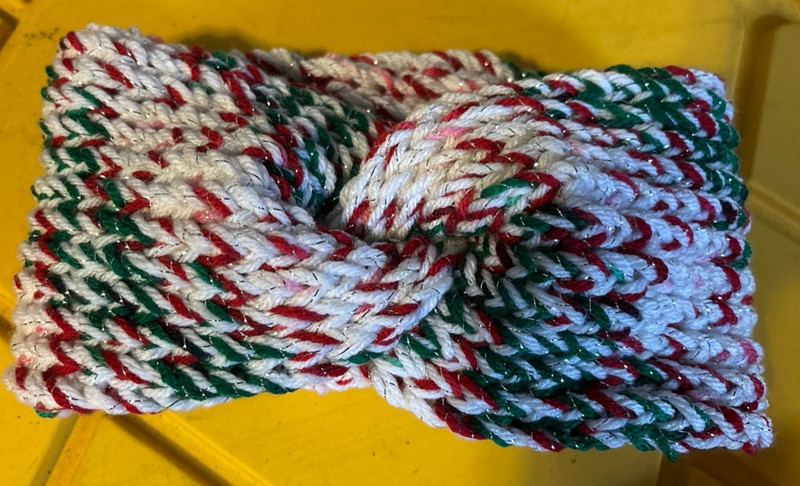 Red  Green  Sparkly  TWISTED  Warm Headband Ear Warmer Wrap Handmade Crochet NEW