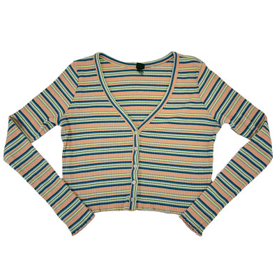 funky striped long sleeve crop top bust- 37'' length- 18''