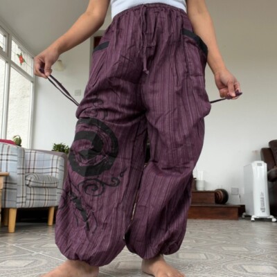 Lila Baggy Haremshose Boho Hippie Yoga Ali Baba Palazzo Hose Herren Damen