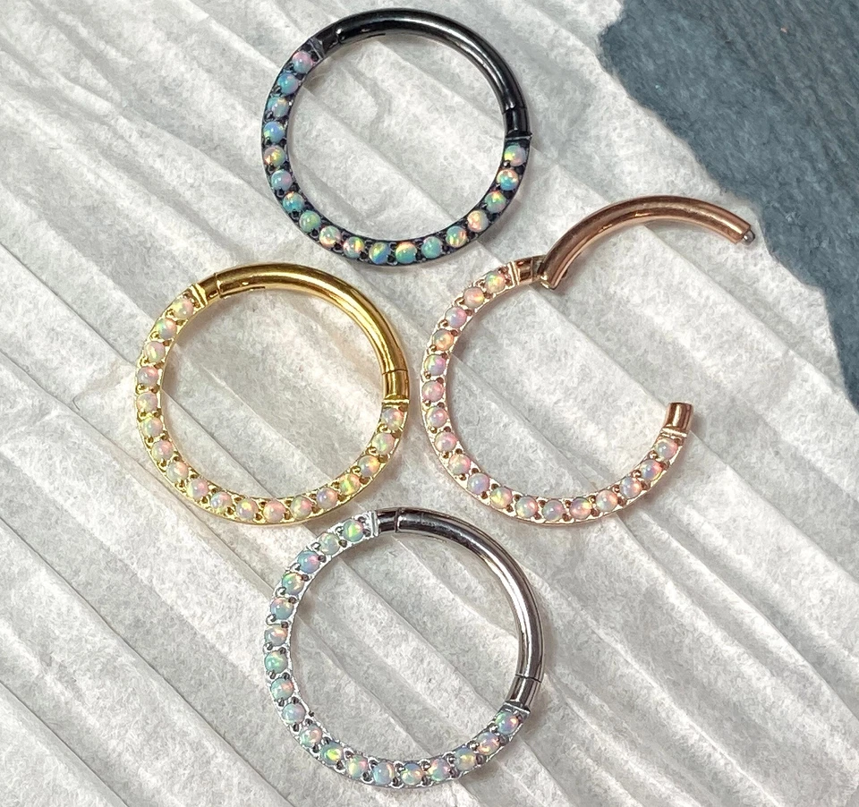 1 pieza Grado Implante Titanio Ópalo Pavimentado Frontal Bisagras Segmento Anillo Clicker Tabique Foto 2 de 4