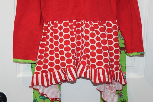 Girl AnnLoren Christmas Holiday Adorable Reindeer Tunic Legging Outfit Size 9/10 - Picture 5 of 12