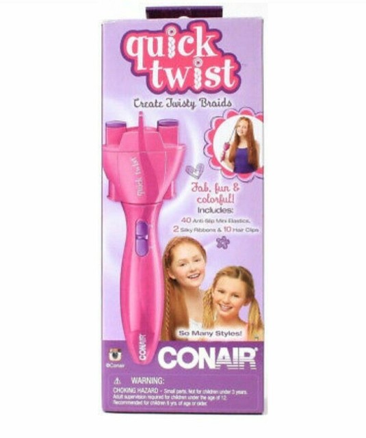 Conair Quick Twist Create Twisty Braids 40 Elastics 2 Ribbons 10 Hair